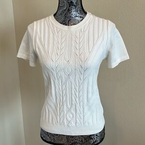 Draper James short sleeve cream white sweater size XS